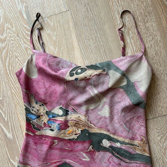 Urban Outfitters Trinity Cowl Neck Midi Dress Marble Pink SzL - Picture 5 of 15